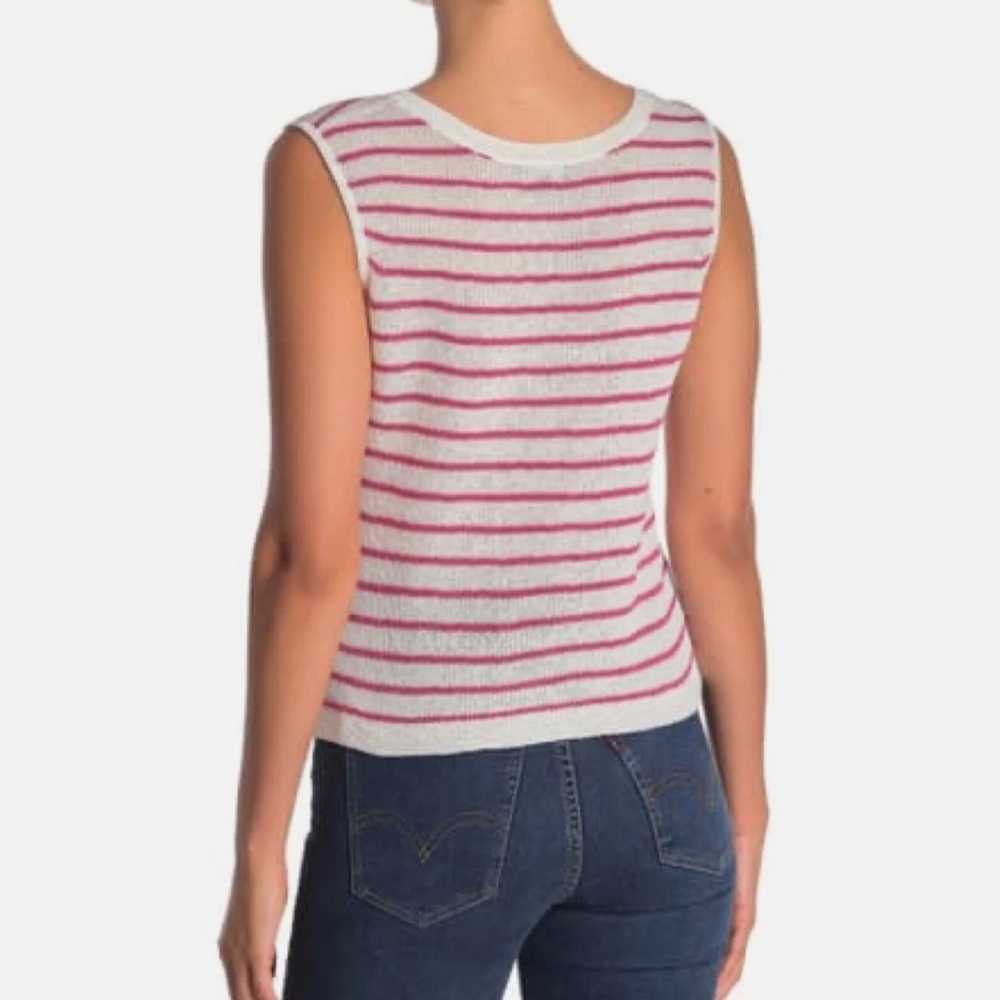 {Splendid} Sweater Knit Tank Top Red Stripes  (Small) - Picture 2 of 6